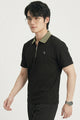 Turbo Zipper Seamless Collar Men's Polo T-Shirt In Black