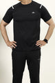 Turbo Sport Shoulder Striped Breathable Dry-Fit Tee In Black