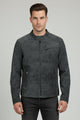 Snap-Button Closure Suede Leather Jacket