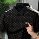 Turbo Jacquard Pattern Men's Polo T-Shirt In Black