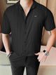 Turbo Puff Clasic Thread Casual Shirt In Black