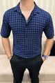 Turbo Premium Lightweight Half Sleeve Casual Shirt In Navy Blue