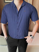 Turbo Puff Classic Thread Casual Shirt In Navy Blue