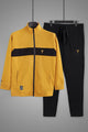 Turbo TrainFit Panel Mock Neck Zipper Tracksuit In Black&Mustard