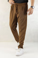 Turbo Pique Textured Double Plate SlimFit Trouser In Brown