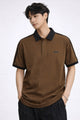 Turbo Contrasting Color Men's Polo Shirt Brown