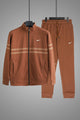 Nke Dual Line Signature Full Zipper Tracksuit In Dark Camel