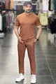 Turbo Zip-Neck Top Style Men's Tracksuit In Rust