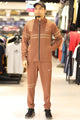 Nke Dual Line Signature Full Zipper Tracksuit In Dark Camel