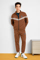 Nke Diagonal V Panel Signature Full Zipper Tracksuit In Dark Camel