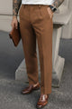 Single Plated Men's Cotton Pant In Brown
