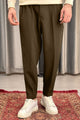 Turbo Pique Textured Double Plate SlimFit Trouser In Brown