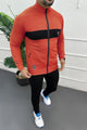 Turbo TrainFit Panel Mock Neck Zipper Tracksuit In Black&Rust