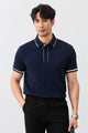 Turbo Piping Collared Style Men's Polo T-Shirt In Dark Navy