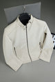 Regular Fit Suede Leather Jacket In Cream