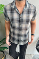 Turbo Classic Pattern Comfort Casual Shirt In Charcoal Black