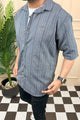 Turbo Down Box Collared Casual Shirt In Charcoal Blue