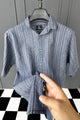 Turbo Down Box Collared Casual Shirt In Charcoal Blue