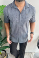 Turbo Down Box Collared Casual Shirt In Charcoal Blue