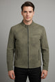 Men's Distressed Suede Leather Jacket In Camo Green