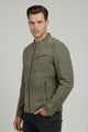 Snap-Button Closure Suede Leather Jacket