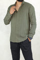 Turbo Self Stripe Motif Long Sleeve Cotton Casual Shirt