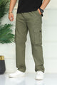 Turbo's 6 Pockets Loose Bottom Cargo Trouser In Olive Green