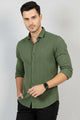 Turbo Self Stripe Motif Long Sleeve Cotton Casual Shirt In Camo Green
