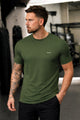 Turbo Stretch-Cotton Round Neck Dry-fit Shirt In Camo Green