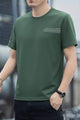 Cotton Blend Round Neck T-shirt In Camo Green