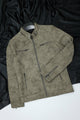 Springfield Suede Leather Jacket In Camo Green