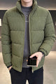 Turbo Lining Pattern Style Men's Imported Puffer Jacket In Olive Green