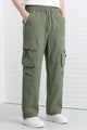 Men's Flap Pockets Drawstring Waist Cargo Trouser