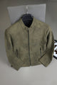 Men's Distressed Suede Leather Jacket In Camo Green