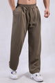 Turbo Summer Thin Waffle Textured Loose Bottom Trouser In Chocolate