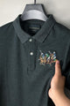 Rph Lren Polo Triple Pony Men's Polo Shirt In Charcoal