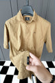 Turbo Puff Classic Thread Casual Shirt In Camel