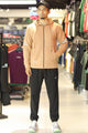 Nke Urban Edge Slim-Fit Hoodie Zipper Tracksuit In Light Camel & Black