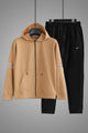 Nke Urban Edge Slim-Fit Hoodie Zipper Tracksuit In Light Camel & Black