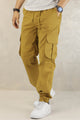 Turbo DrawString Pockets Cotton Cargo Trouser In Camel