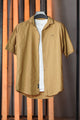 Turbo Puff Clasic Thread Casual Shirt In Camel
