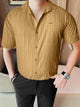 Turbo Puff Clasic Thread Casual Shirt In Camel