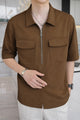 Turbo Long Zip Style Men's Polo T-Shirt In Coffee