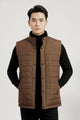 Quilted Design, Stand-up Collar Men's Gilet In Coffee
