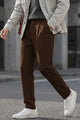 Double Plate Men's Carrot Fit Cotton Pant In Coffee