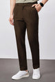 Double Plate Men's Carrot Fit Cotton Pant In Coffee