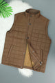 Quilted Design, Stand-up Collar Men's Gilet In Coffee