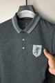 Grdno Square Texture Men's Polo Shirt In Charcoal Grey