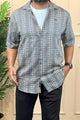 Turbo Cubin Textured Striped Casual Shirt In Charcoal Grey