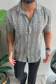 Turbo Cubin Textured Striped Casual Shirt In Charcoal Grey
